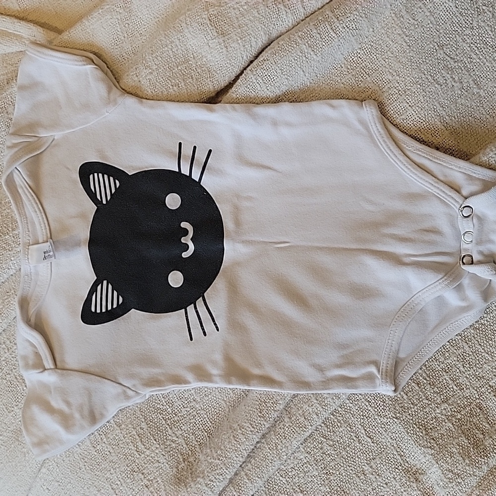 Whistle and flute 6/12 months cat onsie